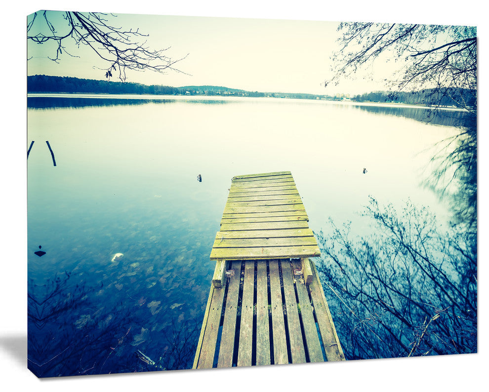 Sunset Over Tranquil Lake, Bridge Canvas Art Print, 60"x28"