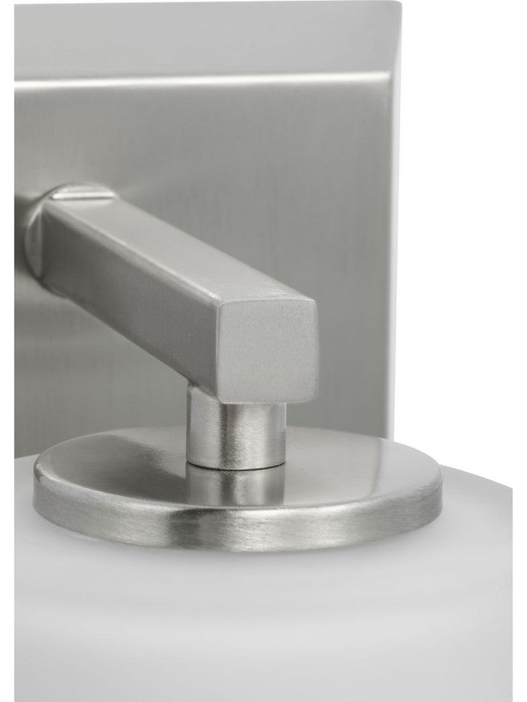 Vertex Collection One-Light Brushed Nickel Etched White Glass Bath Light