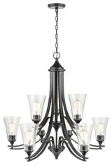 Natalie Collection 9 Light 32 in. Matte Black Chandelier