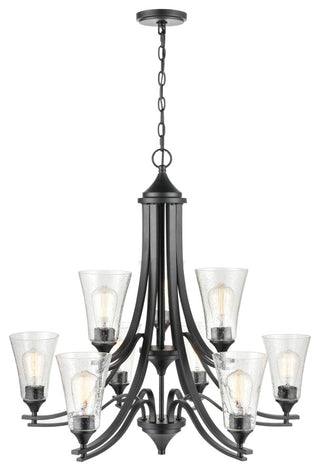 Natalie Collection 9 Light 32 in. Matte Black Chandelier
