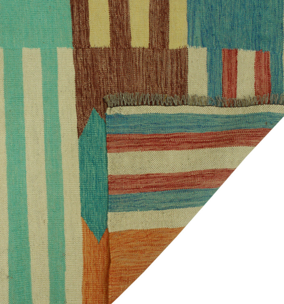 Winchester Kilim Mashavu Light Blue/Orange Rug, 6'11x10'1