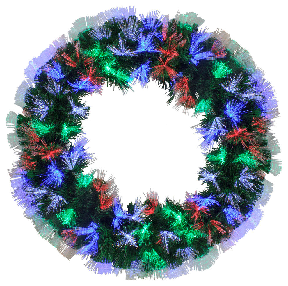 24" Multi-function Color Changing Fiber Optic Artificial Pine Christmas Wreath