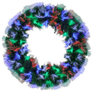 24" Multi-function Color Changing Fiber Optic Artificial Pine Christmas Wreath