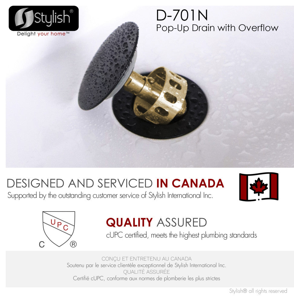 STYLISH Black Matte Pop-Up Bathroom Sink with Overflow Set of Two