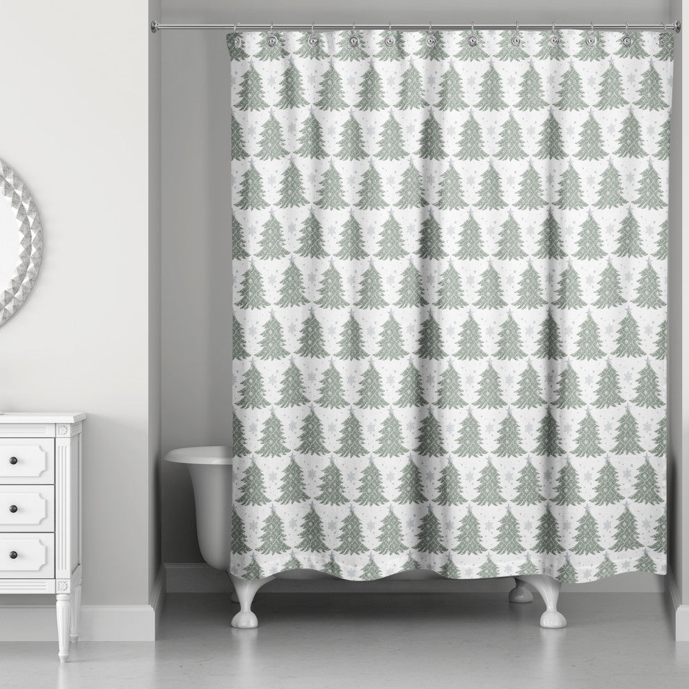 Ornate Christmas Tree Pattern 71x74 Shower Curtain