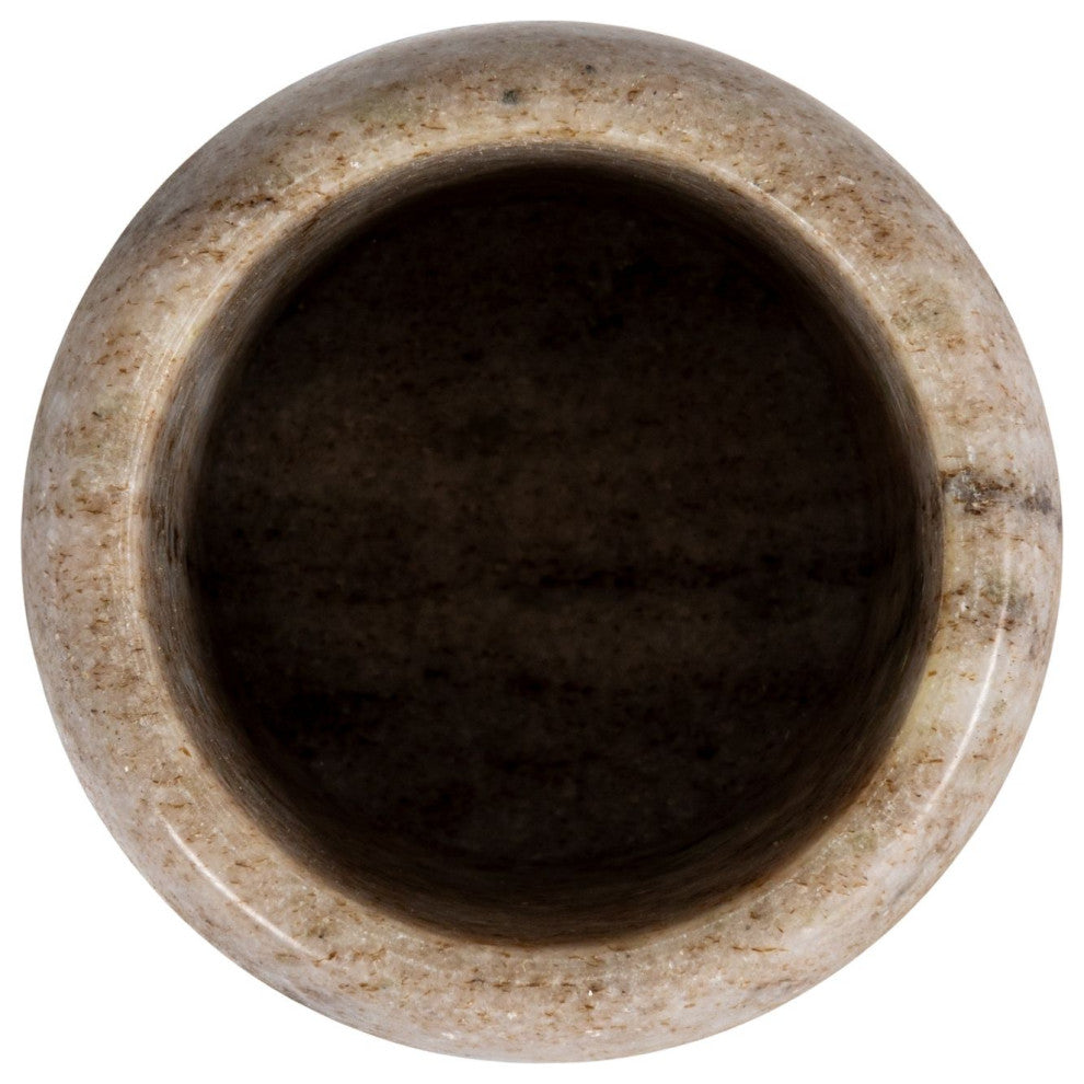 Modern Marble Canister with Wood Lid, Natural, Small