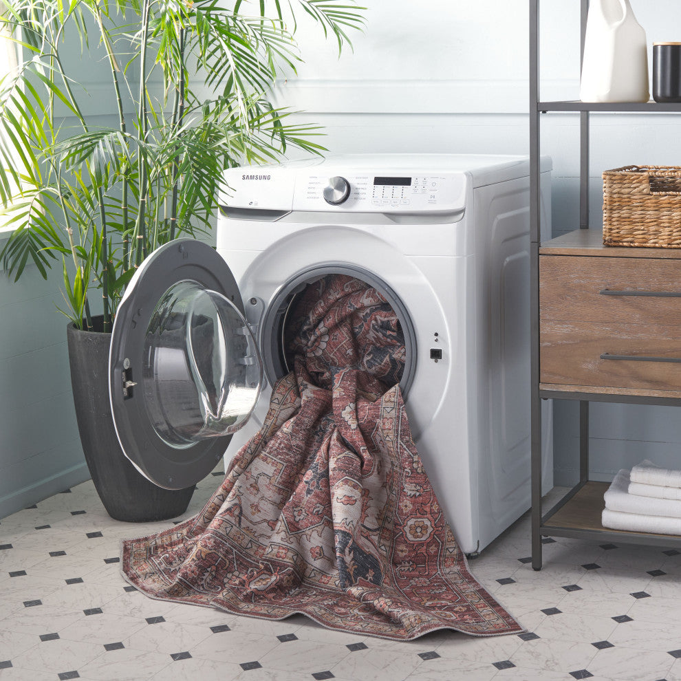 Safavieh Arizona Machine-Washable Collection ARZ247 Rug, Dark Red/Beige, 8'x10'