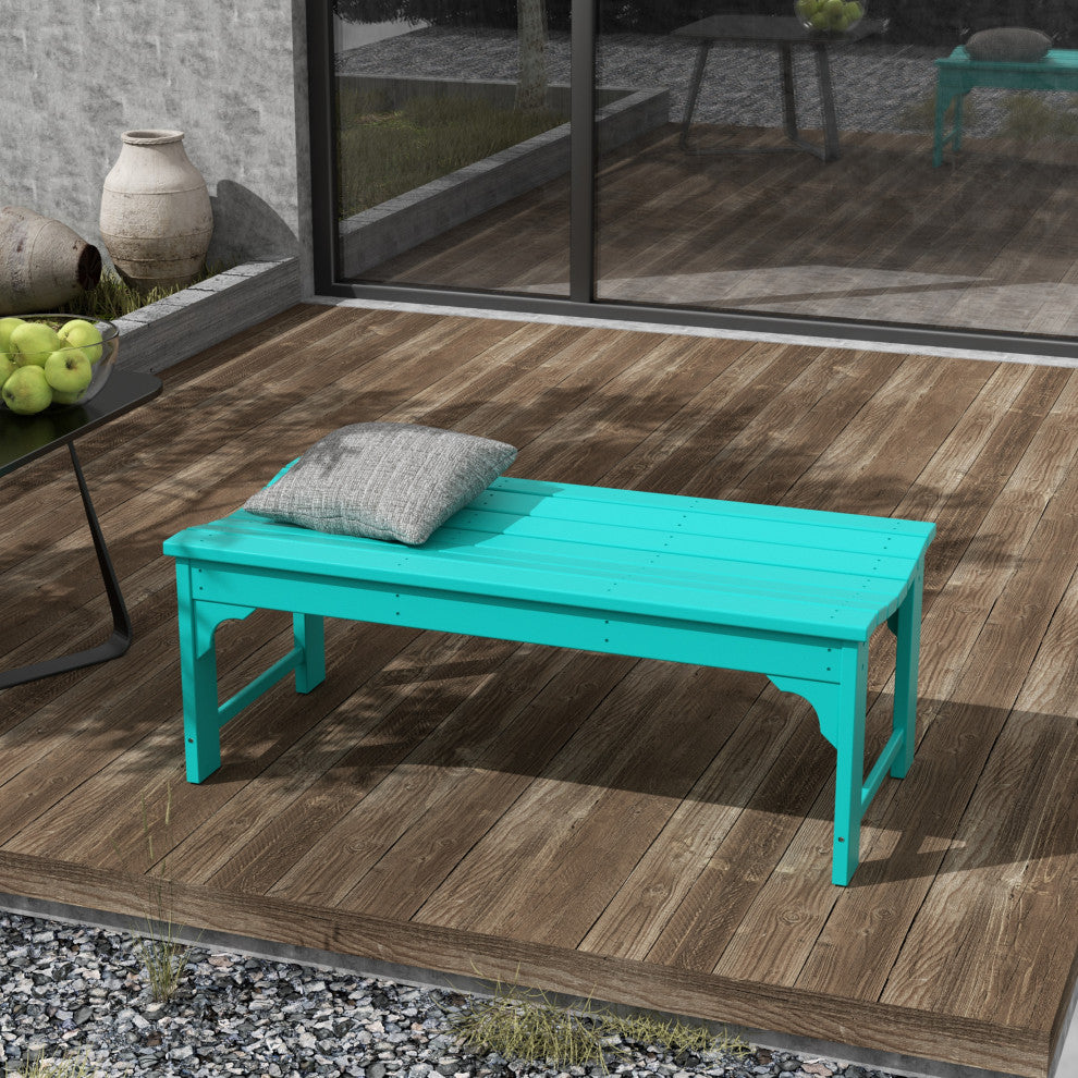 WestinTrends Plastic Picnic Bench Outdoor Dining Patio Lounge Garden Bench, Turquoise