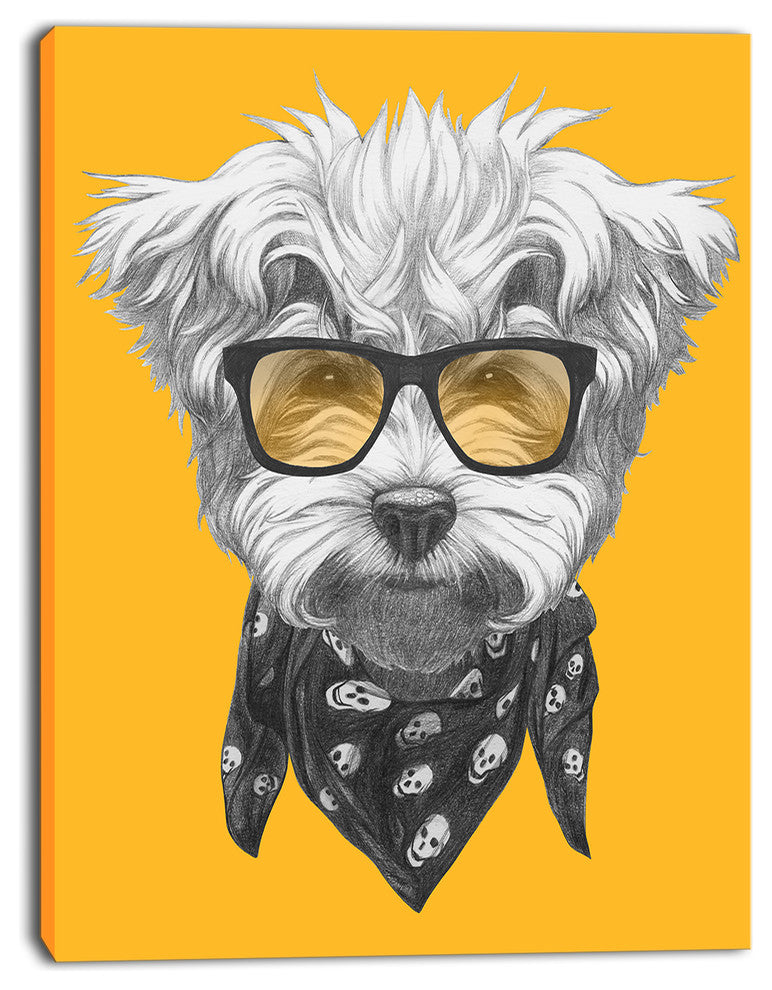 Maltese Poodle with Sunglasses, Animal Canvas Art Print, 12"x20"