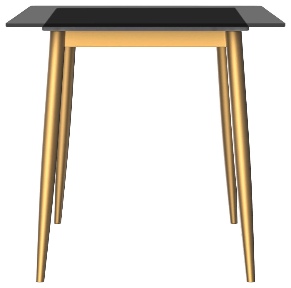 Zayle Dining Table with Rectangular Tabletop in Steel, Clear, 71" Wide