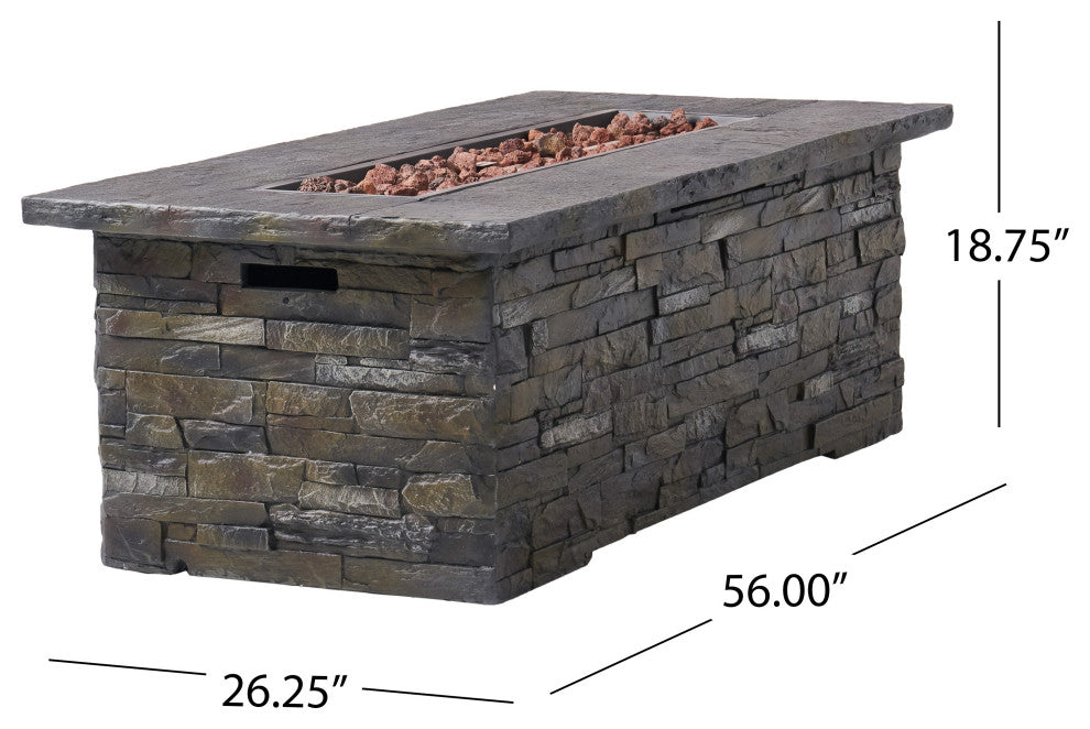 Dunnigan Outdoor 50,000 BTU Lightweight Concrete Fire Pit, No Tank Holder