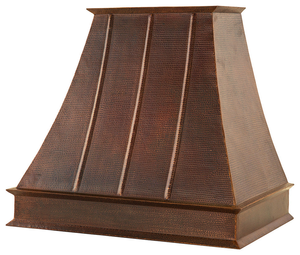 38" Hammered Copper Wall Mounted Euro Range Hood With Screen Filters
