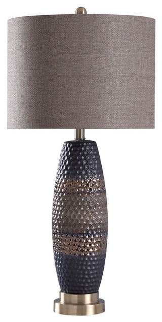 Laughlin Ceramic Table Lamp- Small Black, Brown and Silver Body Brown Shade