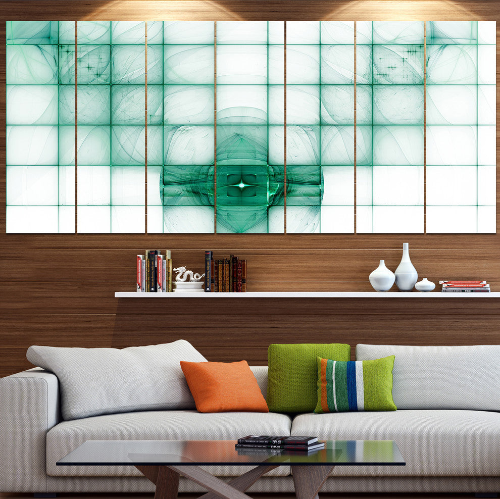 Light Blue Bat on Radar Screen, Abstract Canvas Art Print, 83"x32", 7 Panels