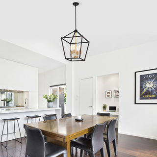 CHLOE Lighting IRONCLAD Industrial 4-Light Textured Black Inverted Pendant