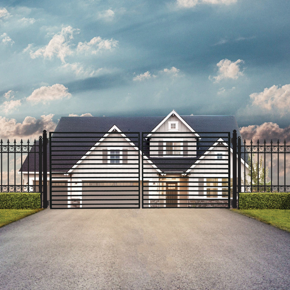 ALEKO DG16MILD Milan Style Dual Swing Steel Driveway Gate 16' Black