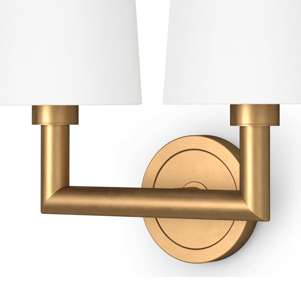 Legend Sconce Double, Natural Brass