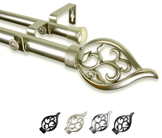 Clair 1" Double Curtain Rod, Light Gold, 120-170"