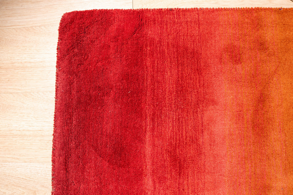 Red Contemporary Stripe Horizon Area Rug