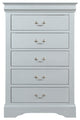 Benzara BM194251 Traditional Style 5 Drawer Wooden Chest with Bracket Base, Gray