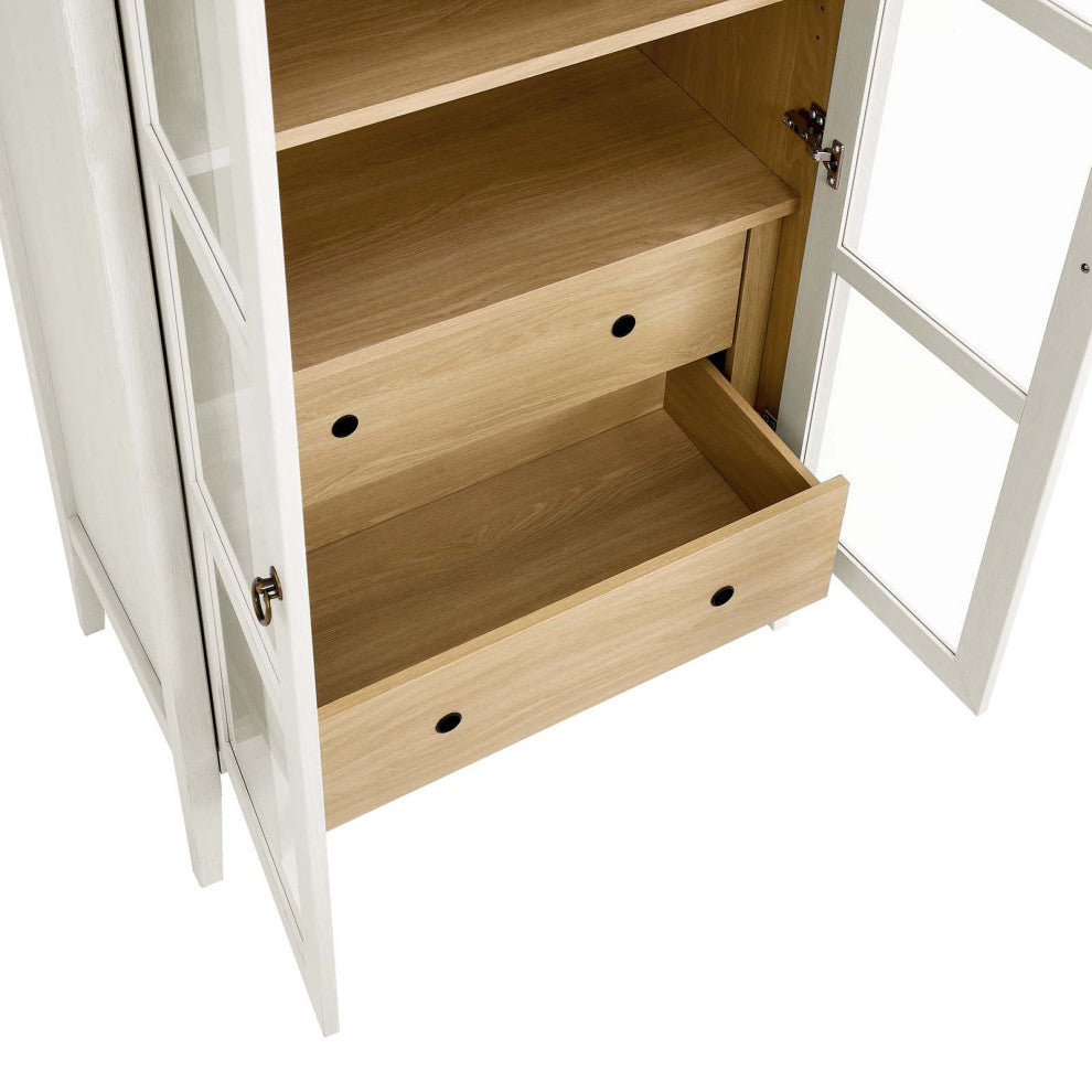 Nolan Tall Storage Display Cabinet - White Oak