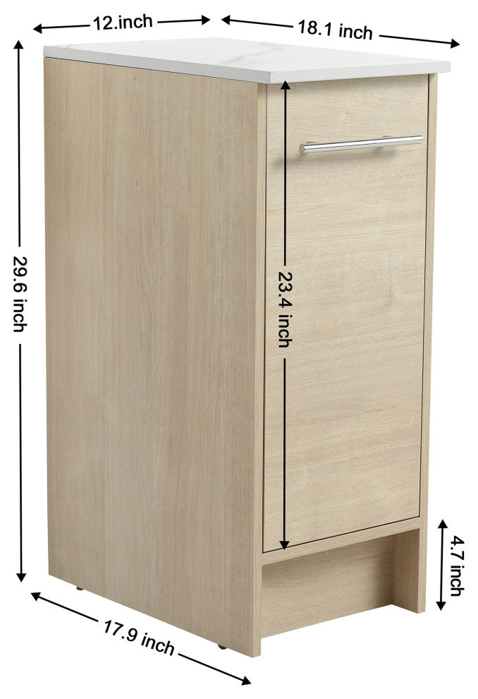 12 inch Plywood Freestanding Bathroom Vanity Set with Shelf and Slate Top