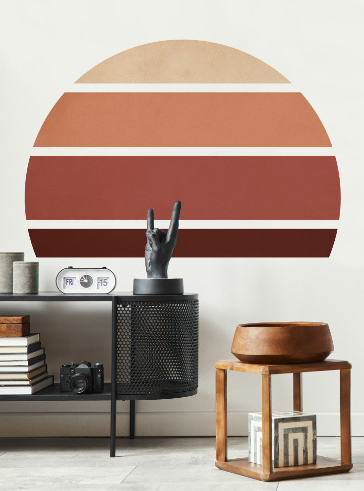 Retro Rising Sun Peel and Stick Vinyl Wall Sticker, Desert Sand, Medium
