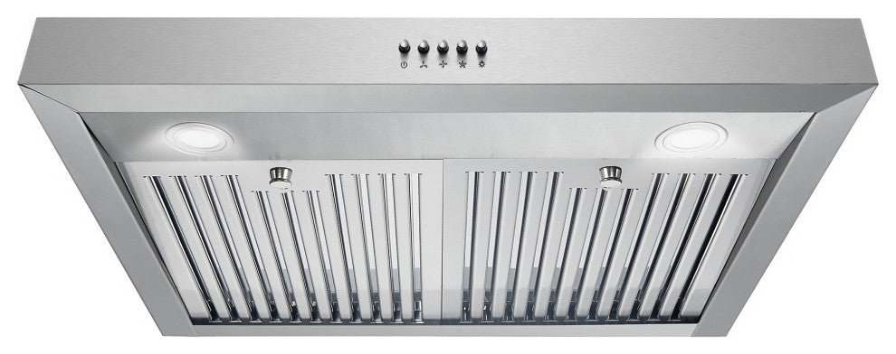 30" Under Cabinet Range Hood, Stainless Steel With LED Lights