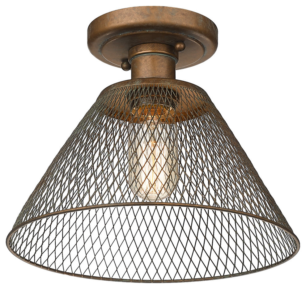 Golden Lighting Carver CP Semi-Flush, Copper Patina