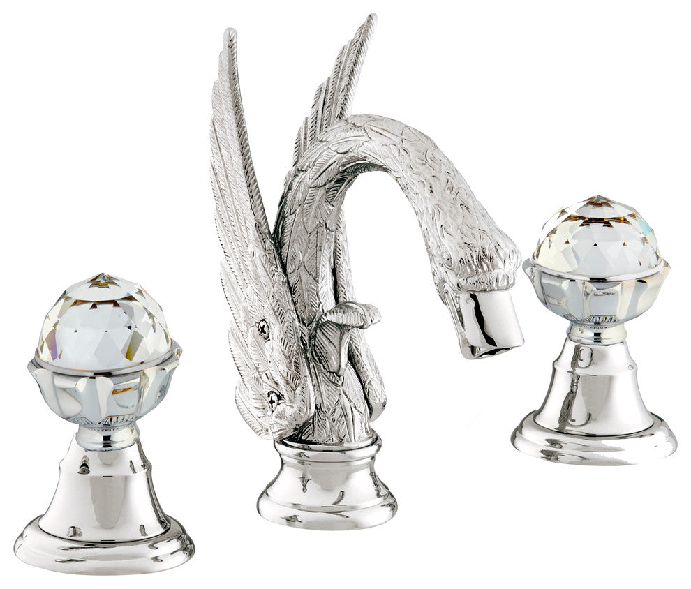 Antarctica Swan 2-Handle Bathroom Sink Faucet Swarovski Crystals. Luxury faucets, Bright Chrome
