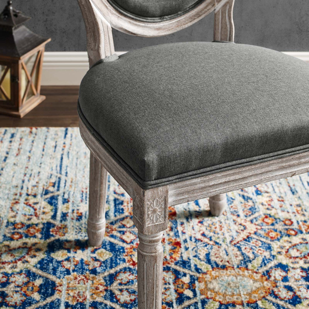 Emanate Vintage French Upholstered Fabric Dining Side Chair Natural Gray -4667