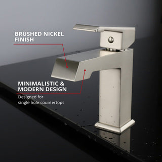 Labaro Brass Single Hole Bathroom Faucet, Brushed Nickel