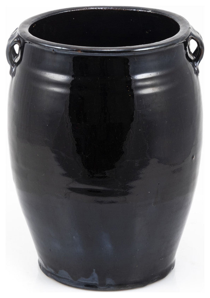 Vintage Black Double Handle Liquor Jar Large