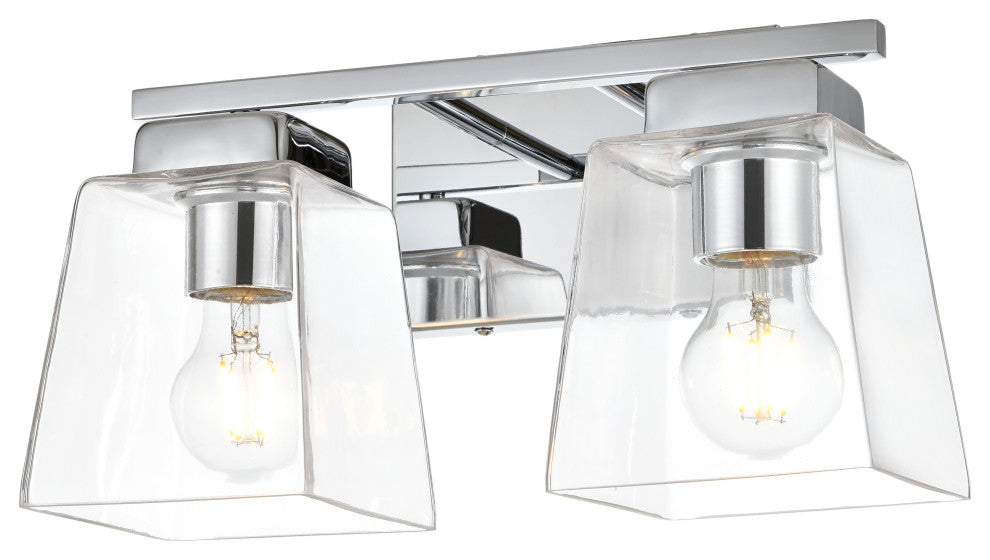 2 Light Chrome And Clear Bath Sconce