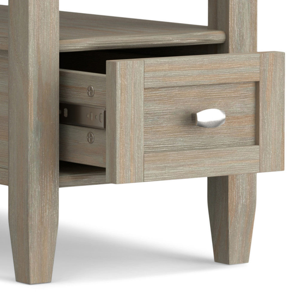 Warm Shaker Solid Wood 14" Rustic Narrow Side Table, Distressed Gray