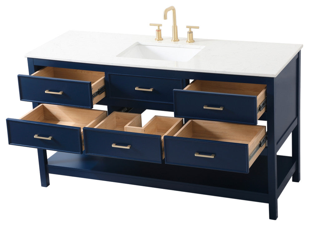Home Living 60" Single Bathroom Vanity, Blue