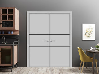 Slab Barn Door Panel 30 x 84 | Planum 0014 Grey Ash with  | Sturdy Finished