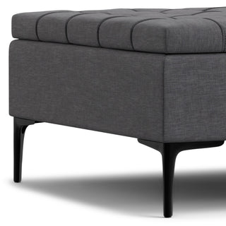 Laura Mid Century Lift Top Storage Ottoman, Slate Grey