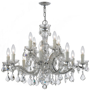 Maria Theresa 12-Light Chandelier, Polished Chrome With Clear Hand Cut Crystal