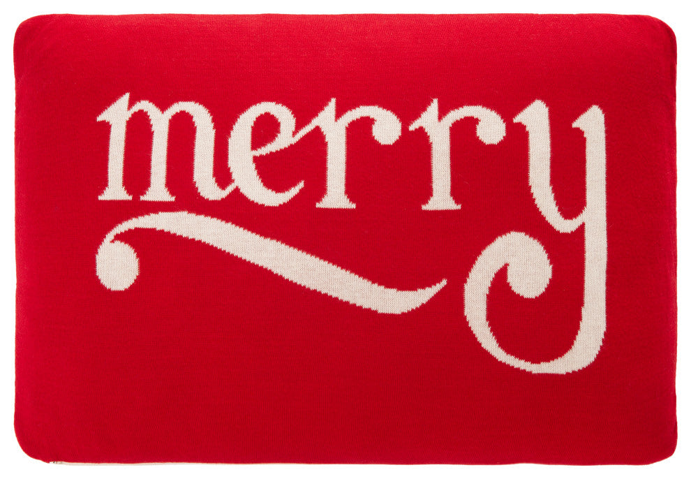 Safavieh Be Merry Pillow, Red, 16"x24"