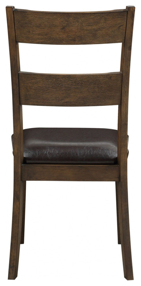 HomeRoots 19" X 21" X 39" Faux Leather Upholstered and Dark Oak Wood Side Chair