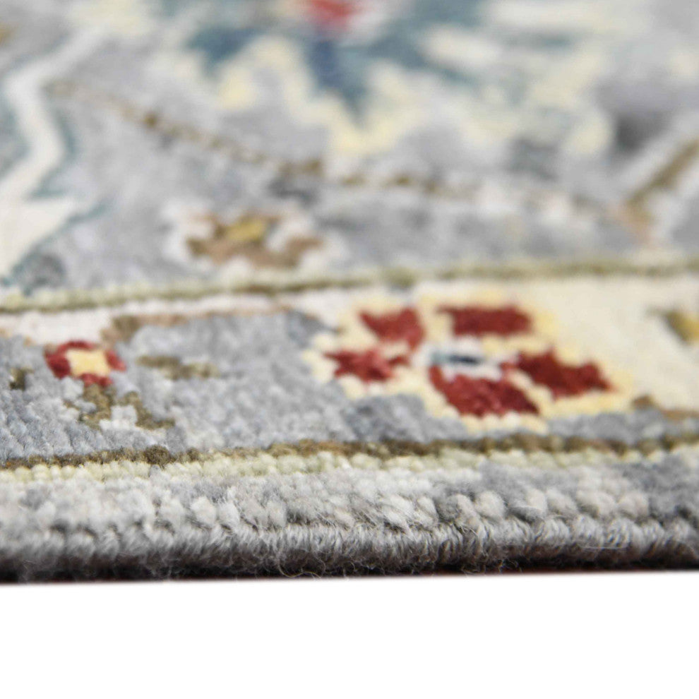 Nuit Arabe Kriotra Area Rug, Deep Silver, 10' x 14', Bordered