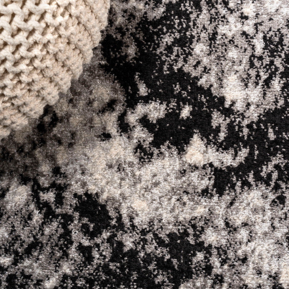 Dune Modern Abstract Area Rug, Cream/Gray, 5x8
