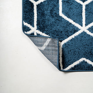Tumbling Blocks Modern Geometric Navy/White 8'x10' Area Rug