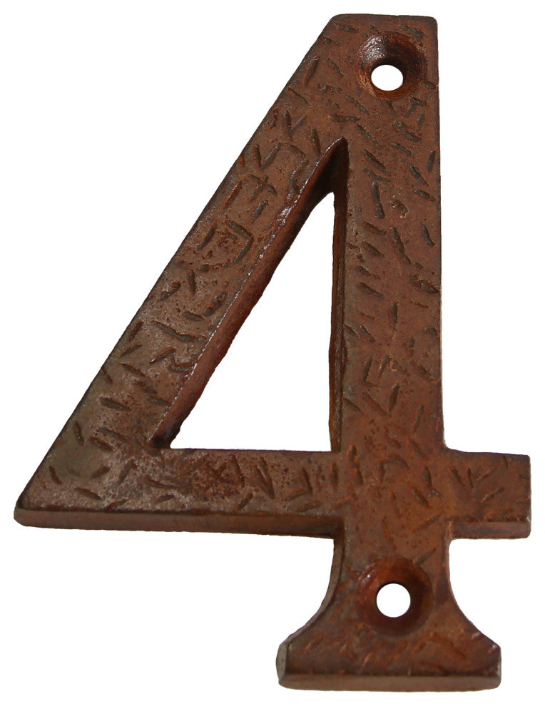 RCH Hardware Iron Rustic Country House Number, 3-Inch, Various Finishes, Rust, 4