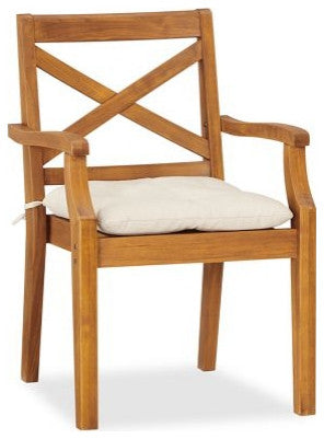 3-Piece Outdoor Teak Dining Set: 36" Round Table, 2 Grand Stacking Arm Chairs