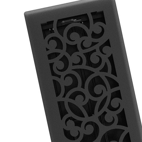 Wonderland Floor Register, Black Iron, 4x12