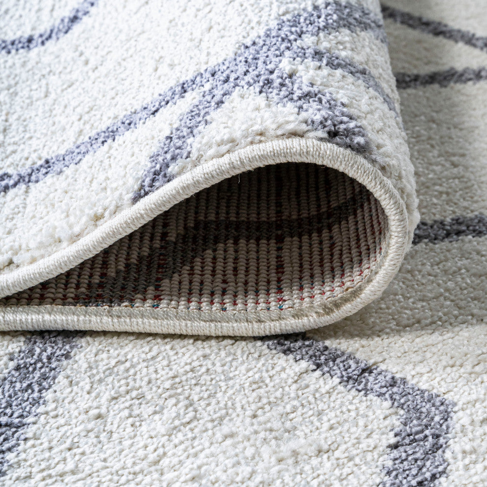 Cole Minimalist Diamond Trellis Light Gray/White 2'x10' Runner Rug