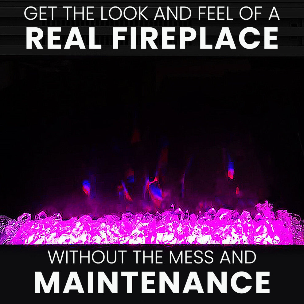 Sofia 57-In. Electric Fireplace With 1500W Log insert, Crystal Insert