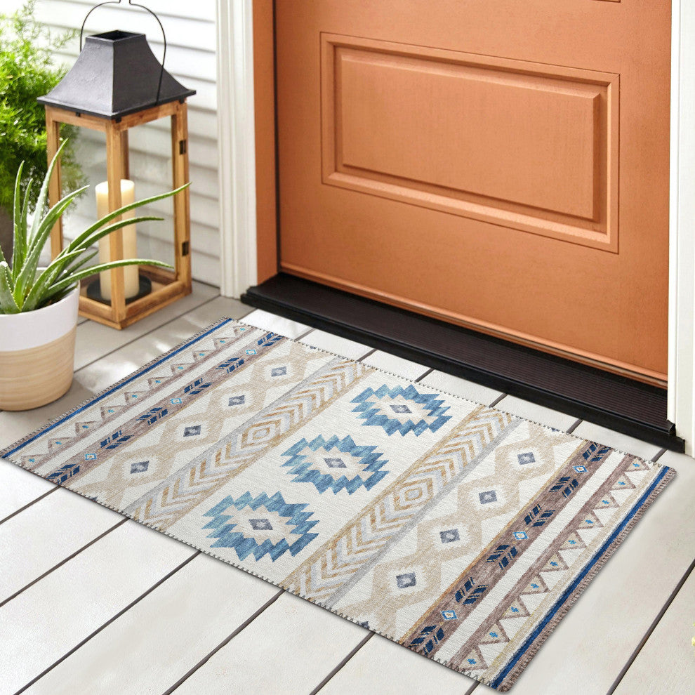 Indoor/Outdoor Phoenix PH3 Ivory Machine Washable 1'8" x 2'6" Rug